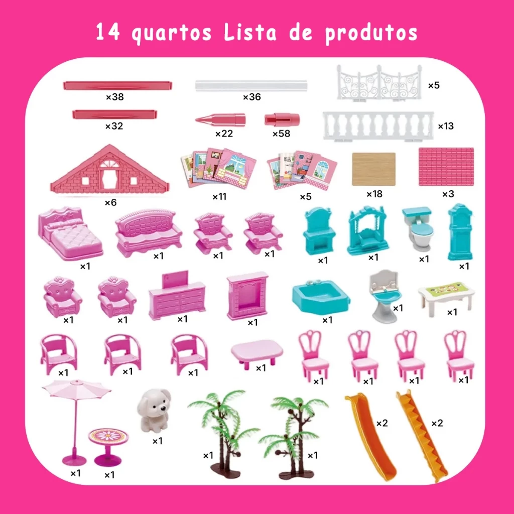 Lista completa de peças do kit 14 quartos
